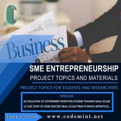 SME/ENTREPRENEURSHIP Research Topics